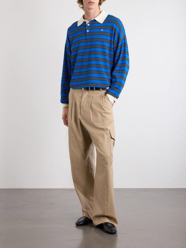 Triomphe-Embroidered Striped Cotton Polo Shirt - OU Triomphe-Embroidered Striped Cotton Polo Shirt - OU
