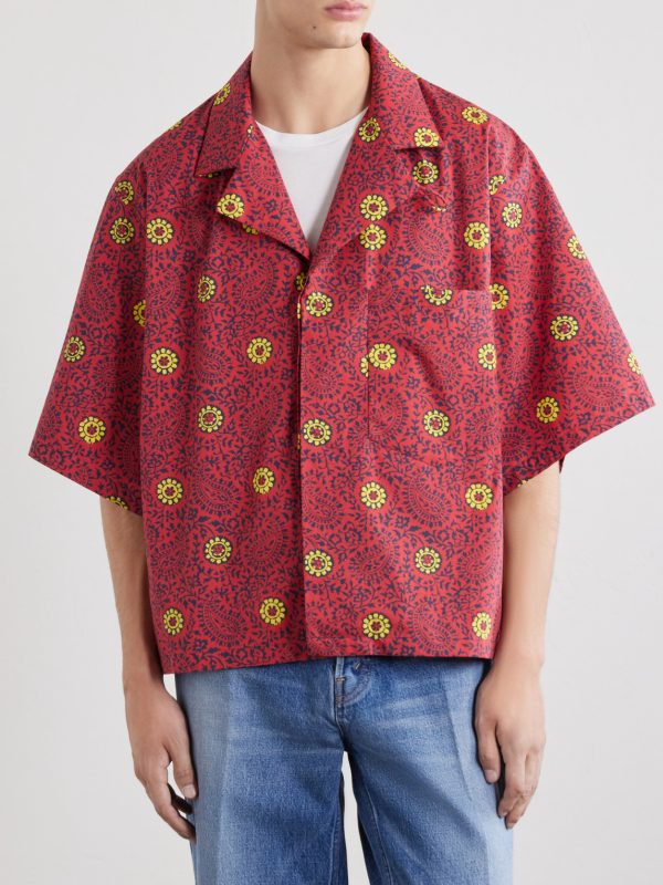 Camp-Collar Printed Cotton-Taffeta Shirt - FR Camp-Collar Printed Cotton-Taffeta Shirt - FR