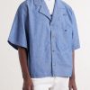 Camp-Collar Triomphe-Embroidered Denim Shirt - FR Camp-Collar Triomphe-Embroidered Denim Shirt - FR