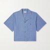Camp-Collar Triomphe-Embroidered Denim Shirt Camp-Collar Triomphe-Embroidered Denim Shirt