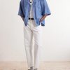 Camp-Collar Triomphe-Embroidered Denim Shirt - OU Camp-Collar Triomphe-Embroidered Denim Shirt - OU