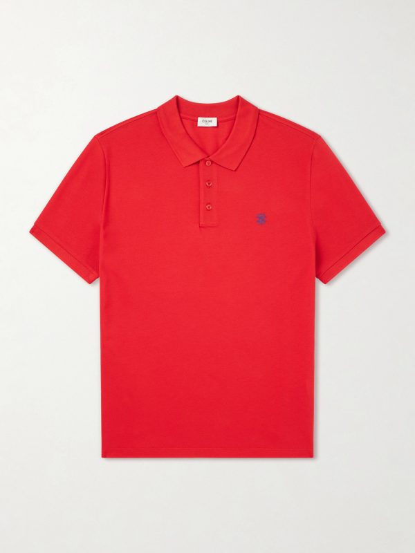 Triomphe-Embroidered Cotton-Piqué Polo Shirt Triomphe-Embroidered Cotton-Piqué Polo Shirt