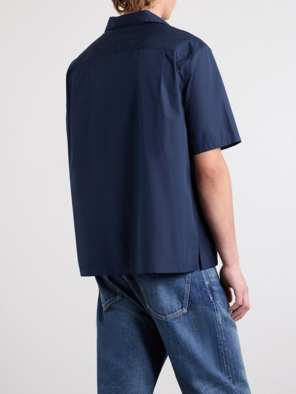 Camp-Collar Triomphe-Embroidered Cotton-Poplin Shirt - BK