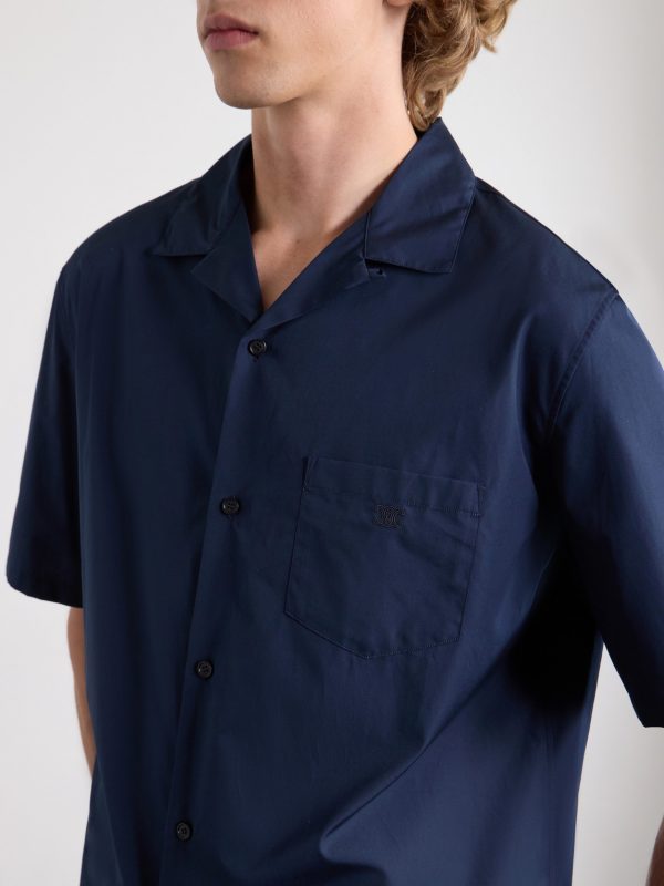 Camp-Collar Triomphe-Embroidered Cotton-Poplin Shirt - CU