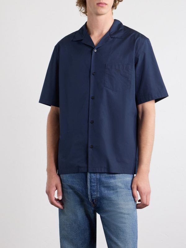 Camp-Collar Triomphe-Embroidered Cotton-Poplin Shirt - FR