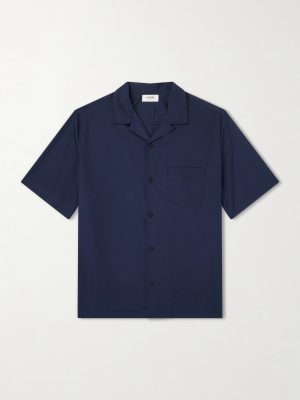 Camp-Collar Triomphe-Embroidered Cotton-Poplin Shirt