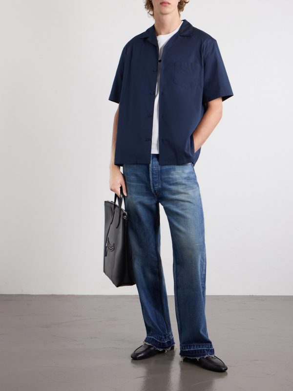 Camp-Collar Triomphe-Embroidered Cotton-Poplin Shirt - OU