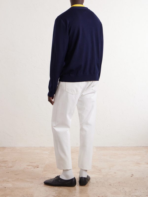 Triomphe-Embroidered Wool Cardigan - BK