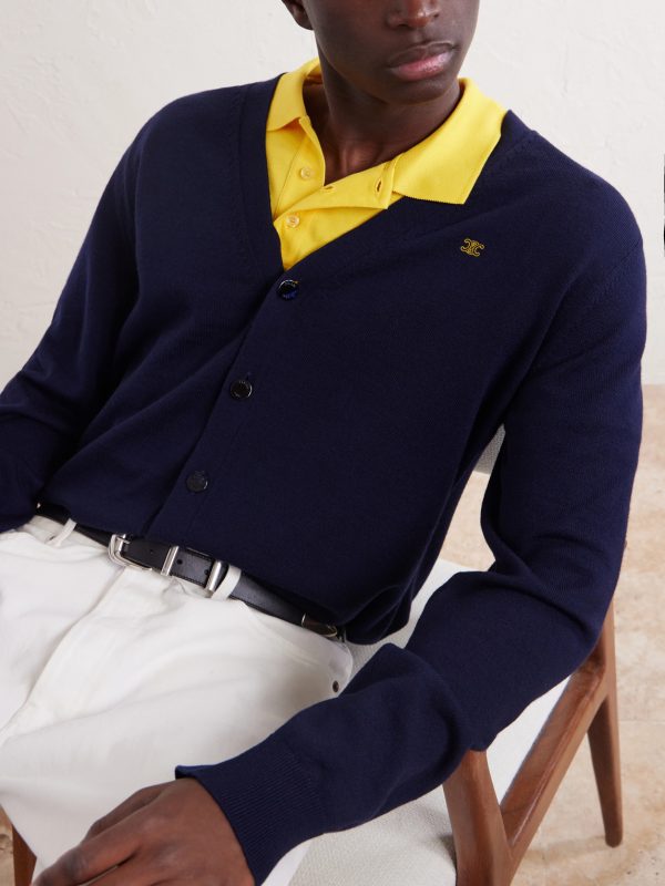 Triomphe-Embroidered Wool Cardigan - CU