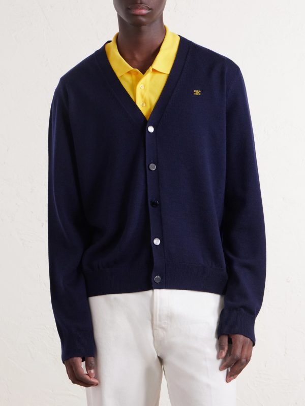 Triomphe-Embroidered Wool Cardigan - FR