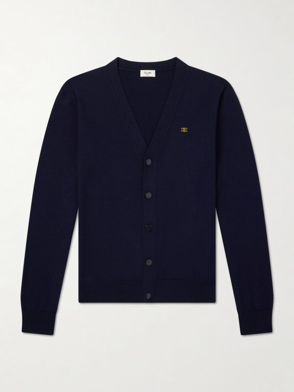 Triomphe-Embroidered Wool Cardigan
