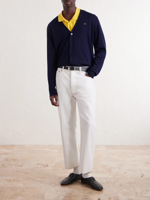 Triomphe-Embroidered Wool Cardigan - OU