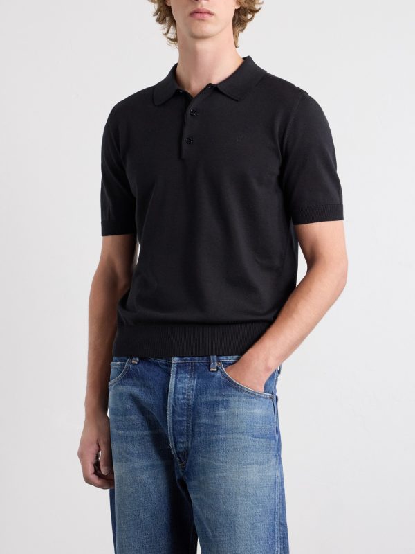 Triomphe-Embroidered Knitted Silk and Cotton-Blend Polo Shirt - FR Triomphe-Embroidered Knitted Silk and Cotton-Blend Polo Shirt - FR