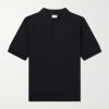 Triomphe-Embroidered Knitted Silk and Cotton-Blend Polo Shirt Triomphe-Embroidered Knitted Silk and Cotton-Blend Polo Shirt