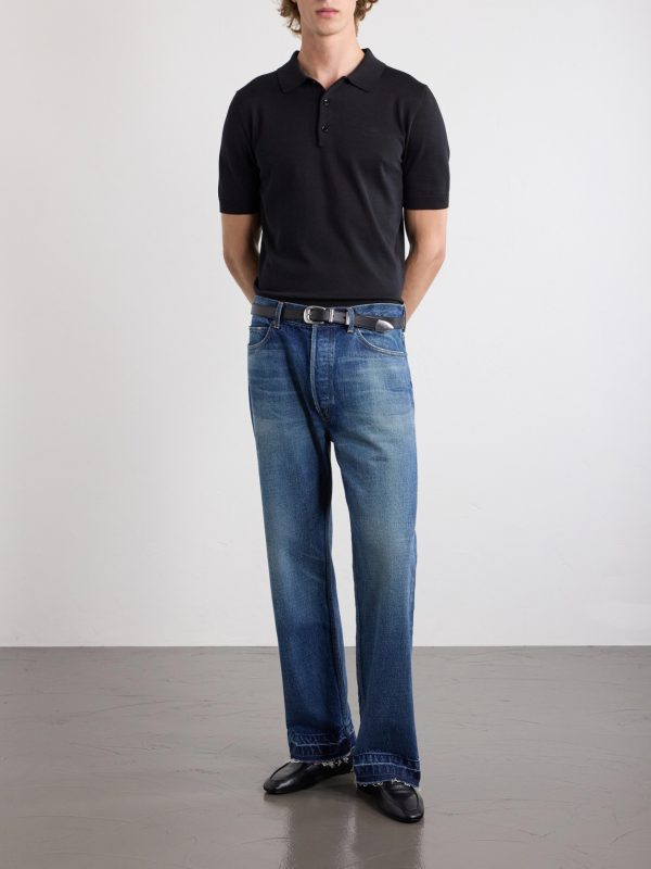 Triomphe-Embroidered Knitted Silk and Cotton-Blend Polo Shirt - OU Triomphe-Embroidered Knitted Silk and Cotton-Blend Polo Shirt - OU