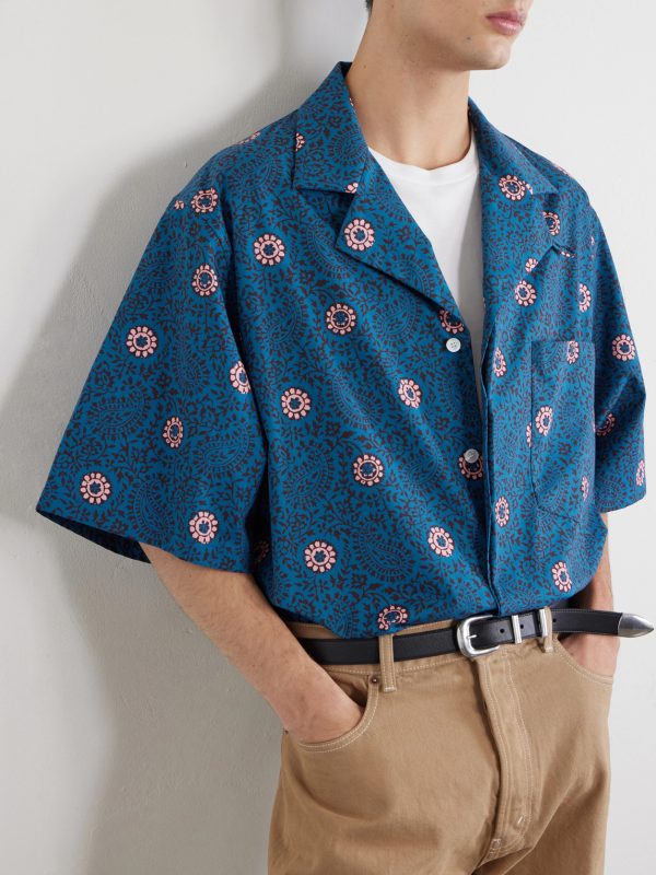 Camp-Collar Printed Cotton-Taffeta Shirt - CU Camp-Collar Printed Cotton-Taffeta Shirt - CU