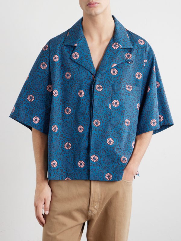 Camp-Collar Printed Cotton-Taffeta Shirt - FR Camp-Collar Printed Cotton-Taffeta Shirt - FR