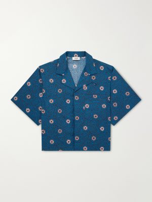 Camp-Collar Printed Cotton-Taffeta Shirt