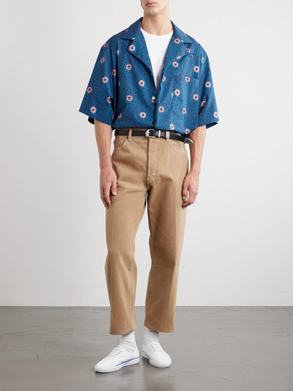 Camp-Collar Printed Cotton-Taffeta Shirt - OU Camp-Collar Printed Cotton-Taffeta Shirt - OU