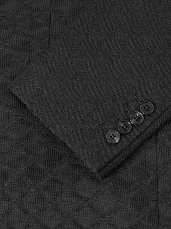 Slim-Fit Logo-Jacquard Cotton-Blend Blazer - CU Slim-Fit Logo-Jacquard Cotton-Blend Blazer - CU