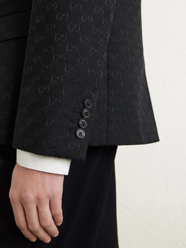Slim-Fit Logo-Jacquard Cotton-Blend Blazer - E2 Slim-Fit Logo-Jacquard Cotton-Blend Blazer - E2