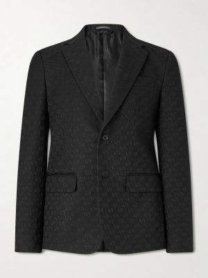 Slim-Fit Logo-Jacquard Cotton-Blend Blazer Slim-Fit Logo-Jacquard Cotton-Blend Blazer