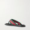 Logo-Embellished Leather-Trimmed Sandals - BK