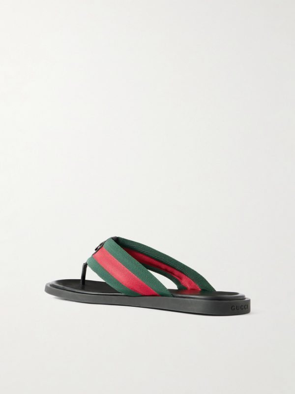 Logo-Embellished Leather-Trimmed Sandals - BK