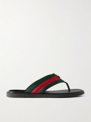 Logo-Embellished Leather-Trimmed Sandals Logo-Embellished Leather-Trimmed Sandals