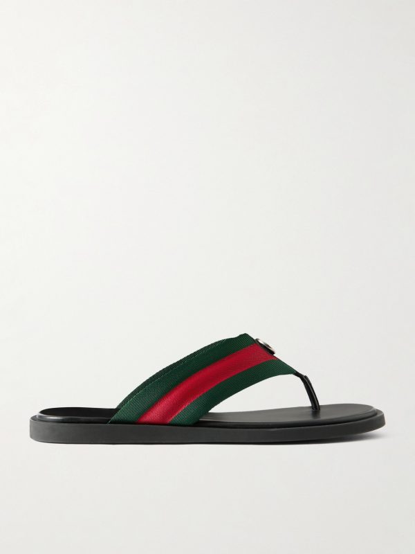 Logo-Embellished Leather-Trimmed Sandals