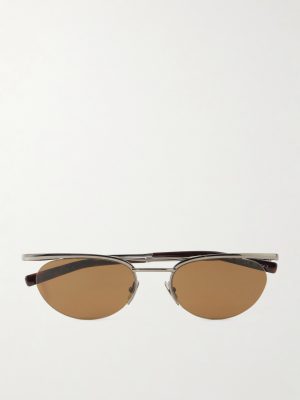 Round-Frame Silver-Tone Sunglasses