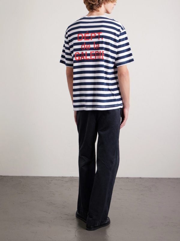 French Logo-Print Striped Cotton-Jersey T-Shirt - BK