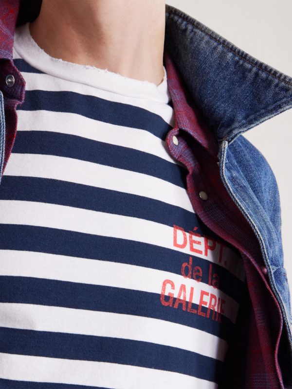French Logo-Print Striped Cotton-Jersey T-Shirt - CU