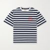 French Logo-Print Striped Cotton-Jersey T-Shirt