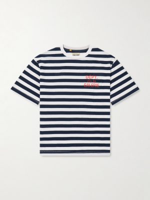 French Logo-Print Striped Cotton-Jersey T-Shirt French Logo-Print Striped Cotton-Jersey T-Shirt