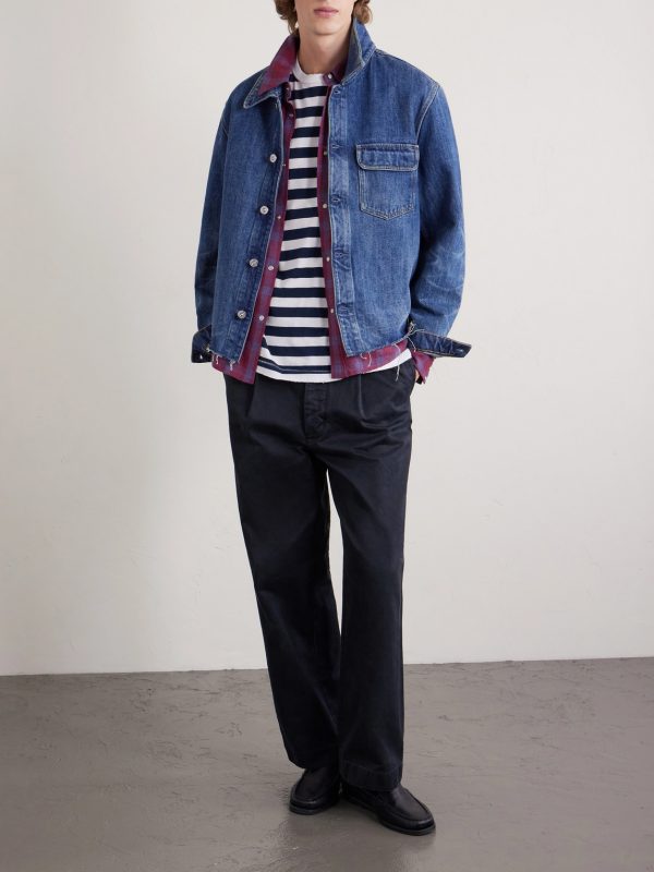 French Logo-Print Striped Cotton-Jersey T-Shirt - OU