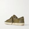 Super-Star Distressed Suede-Trimmed Full-Grain Leather Sneakers - BK