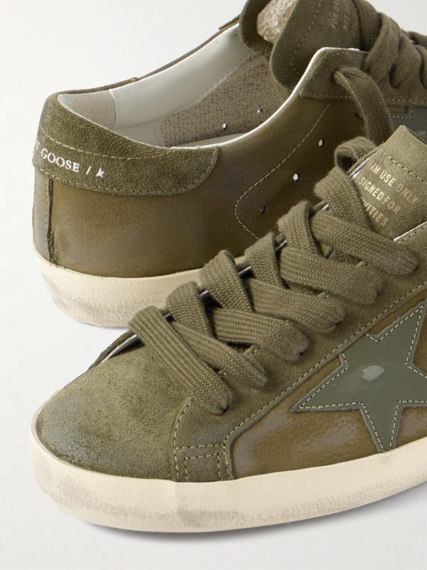 Super-Star Distressed Suede-Trimmed Full-Grain Leather Sneakers - CU