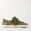 Super-Star Distressed Suede-Trimmed Full-Grain Leather Sneakers