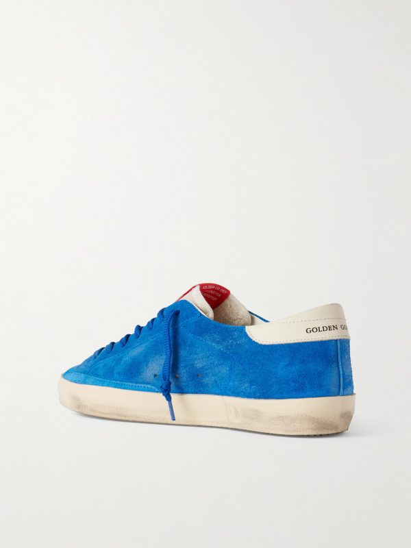 Super-Star Distressed Leather-Trimmed Suede Sneakers - BK Super-Star Distressed Leather-Trimmed Suede Sneakers - BK