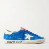 Super-Star Distressed Leather-Trimmed Suede Sneakers Super-Star Distressed Leather-Trimmed Suede Sneakers