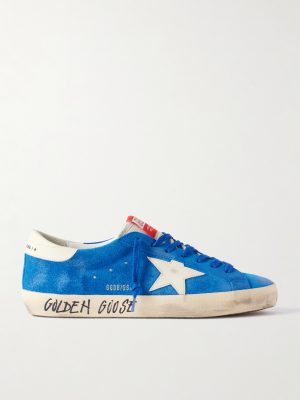 Super-Star Distressed Leather-Trimmed Suede Sneakers Super-Star Distressed Leather-Trimmed Suede Sneakers
