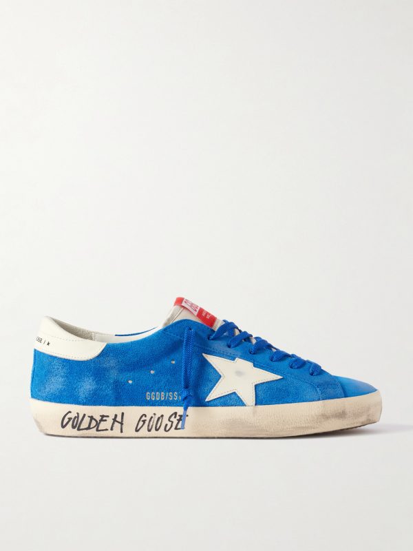 Super-Star Distressed Leather-Trimmed Suede Sneakers Super-Star Distressed Leather-Trimmed Suede Sneakers