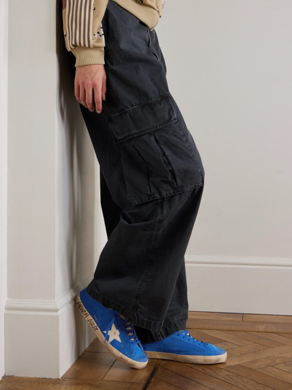 Super-Star Distressed Leather-Trimmed Suede Sneakers - OU Super-Star Distressed Leather-Trimmed Suede Sneakers - OU