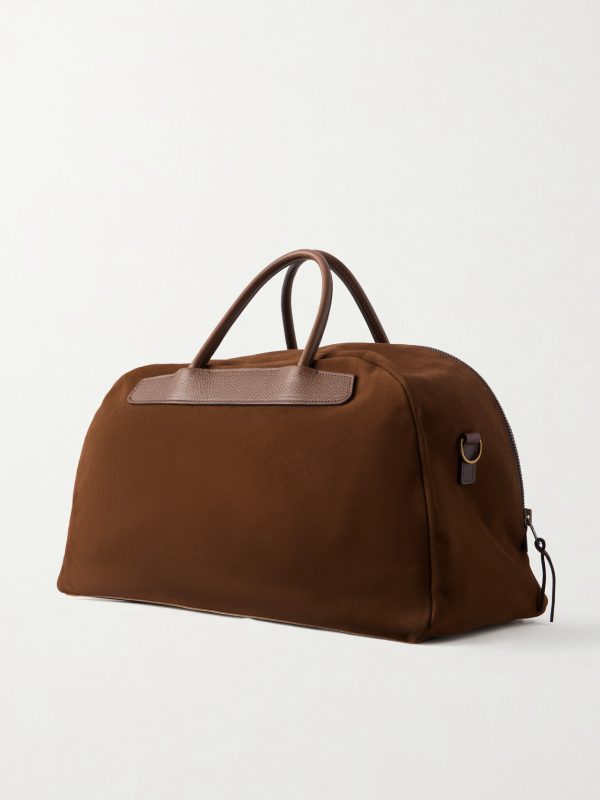 Sac Voyage Leather-Trimmed Suede Weekend Bag - BK
