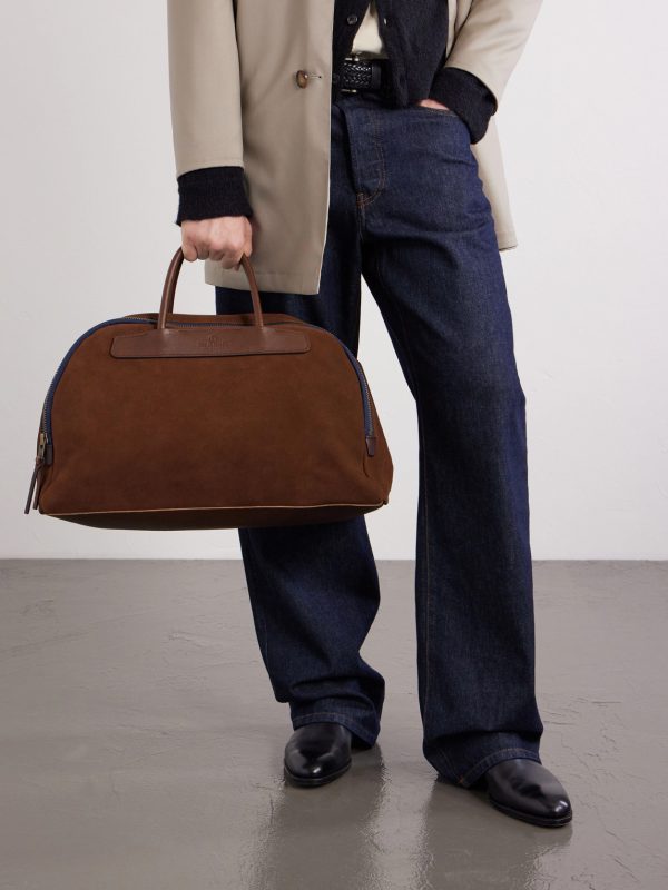 Sac Voyage Leather-Trimmed Suede Weekend Bag - FR