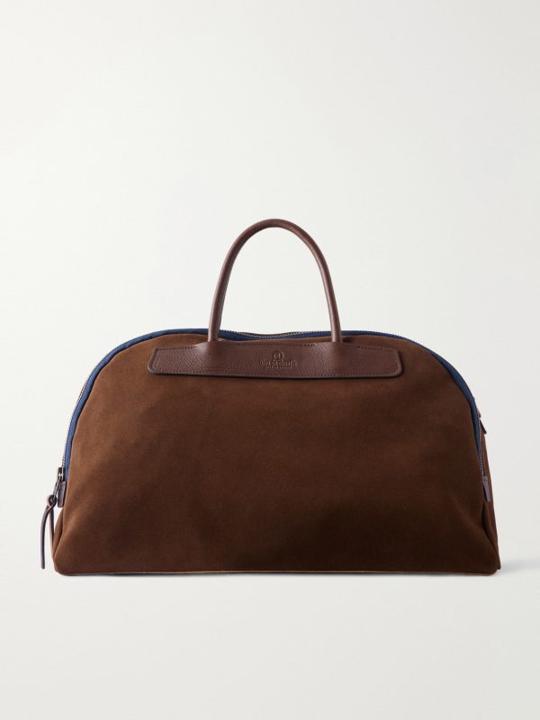 Sac Voyage Leather-Trimmed Suede Weekend Bag