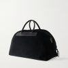 Sac Voyage Leather-Trimmed Suede Weekend Bag - BK