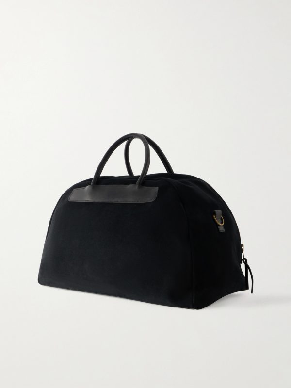 Sac Voyage Leather-Trimmed Suede Weekend Bag - BK