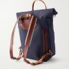 Woody Leather-Trimmed Waxed Cotton-Canvas Backpack - BK